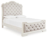 Arlendyne King Upholstered Bed with Mirrored Dresser, Chest and Nightstand