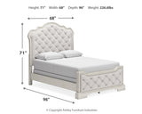 Arlendyne Queen Upholstered Bed with Mirrored Dresser, Chest and Nightstand