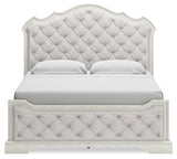 Arlendyne California King Upholstered Bed with Mirrored Dresser and Chest