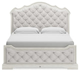 Arlendyne King Upholstered Bed with Mirrored Dresser, Chest and 2 Nightstands