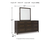 Burkhaus California King Upholstered Bed with Mirrored Dresser