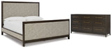 Burkhaus Queen Upholstered Bed with Dresser