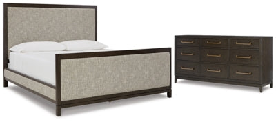 Burkhaus Queen Upholstered Bed with Dresser