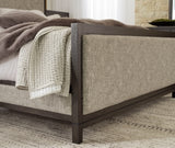 Burkhaus California King Upholstered Bed with Mirrored Dresser