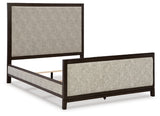 Burkhaus Queen Upholstered Bed with Mirrored Dresser