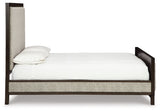 Burkhaus Queen Upholstered Bed with Mirrored Dresser