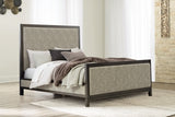 Burkhaus Queen Upholstered Bed with Mirrored Dresser