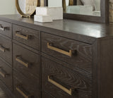 Burkhaus King Upholstered Bed with Mirrored Dresser