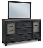 Foyland California King Panel Storage Bed with Mirrored Dresser and Chest