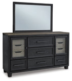Foyland King Panel Storage Bed with Mirrored Dresser and 2 Nightstands