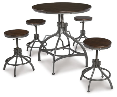 Odium Counter Height Dining Table and Bar Stools (Set of 5)