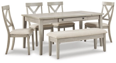 Parellen Dining Table and 4 Chairs and Bench