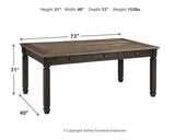 Tyler Creek Dining Table and 4 Chairs and Bench