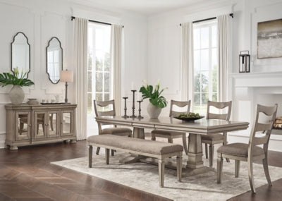 Lexorne Dining Table and 4 Chairs and Bench with Storage