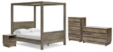 Shallifer Queen Canopy Bed with Dresser, Chest and Nightstand