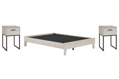 Socalle Queen Platform Bed with 2 Nightstands