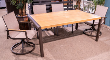 Carlsbad Beach RECT Dining Table w/UMB OPT