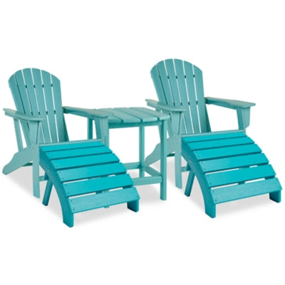 Sundown Treasure 2 Outdoor Adirondack Chairs and Ottomans with Side Table