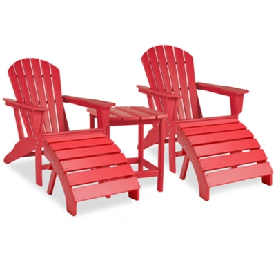 Sundown Treasure 2 Outdoor Adirondack Chairs and Ottomans with Side Table