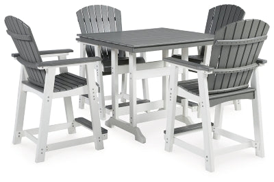 Transville Outdoor Counter Height Dining Table and 4 Barstools