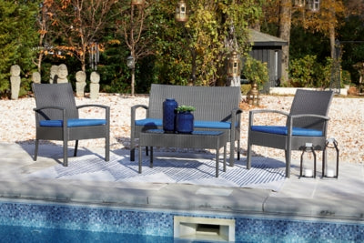 Alina Outdoor Love/Chairs/Table Set (Set of 4)