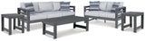 Amora Outdoor Sofa and Loveseat with Coffee Table and 2 End Tables