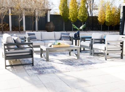 Amora Outdoor Sofa, Loveseat and 2 Lounge Chairs with Coffee Table and End Table