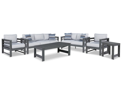 Amora Outdoor Sofa, Loveseat and 2 Lounge Chairs with Coffee Table and End Table