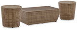 Sandy Bloom Outdoor Coffee Table with 2 End Tables