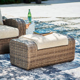 Sandy Bloom Outdoor Ottoman with Cushion