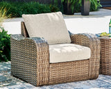 Sandy Bloom Outdoor Sofa and Loveseat with Lounge Chair and Ottoman