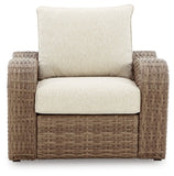 Sandy Bloom Outdoor Sofa and Loveseat with Lounge Chair and Ottoman