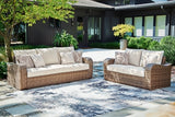 Sandy Bloom Outdoor Sofa and Loveseat with Lounge Chair and Ottoman