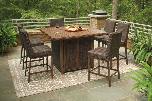 Paradise Trail Outdoor Bar Table and 6 Barstools