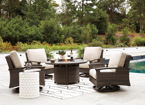 Paradise Trail Outdoor Fire Pit Table and 4 Chairs