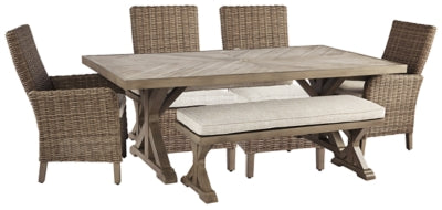 Beachcroft Outdoor Dining Table and 4 Chairs and Bench