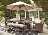 Beachcroft Outdoor Dining Table and 4 Chairs and Bench