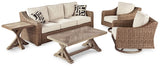 Beachcroft Outdoor Sofa with 2 Lounge Chairs, Coffee Table and End Table