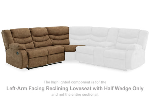 Partymate Left-Arm Facing Reclining Loveseat with Half Wedge