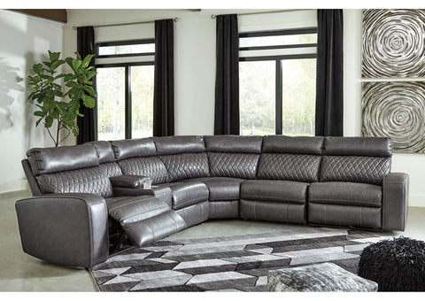 Samperstone Gray Power Reclining Sectional w/Console