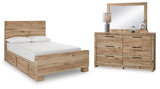 Hyanna Full Panel Bed with Storage with Mirrored Dresser