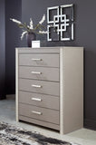 Surancha Full Panel Bed with Mirrored Dresser, Chest and 2 Nightstands