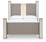 Surancha Queen Poster Bed with Mirrored Dresser