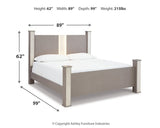 Surancha King Poster Bed with Mirrored Dresser, Chest and 2 Nightstands