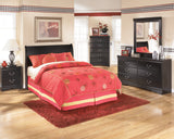 Huey Vineyard Full Sleigh Headboard Bed with Mirrored Dresser, Chest and 2 Nightstands