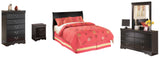 Huey Vineyard Full Sleigh Headboard Bed with Mirrored Dresser, Chest and Nightstand