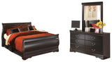 Huey Vineyard Queen Sleigh Bed with Mirrored Dresser