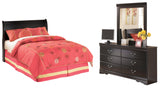 Huey Vineyard Full Sleigh Headboard Bed with Mirrored Dresser