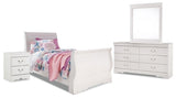 Anarasia Twin Sleigh Bed with Mirrored Dresser and Nightstand