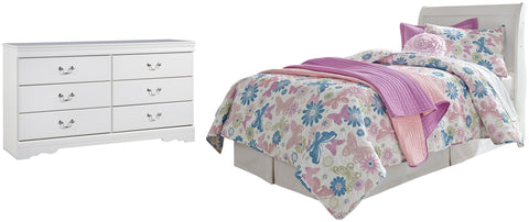 Anarasia Twin Sleigh Headboard Bed with Dresser